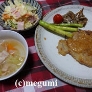 豚肉のみそヨーグルト漬けの夕食
