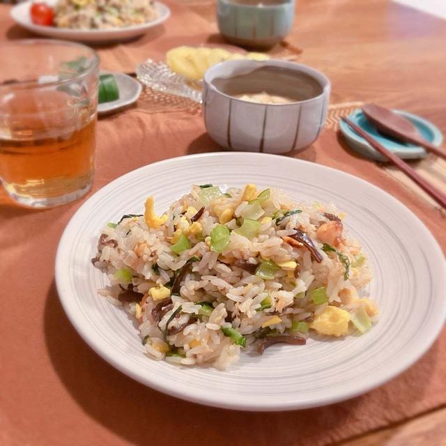 酒かすなどで減塩、鉄分チャーハン　晩ごはん