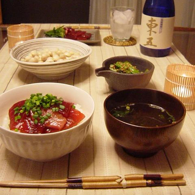 まぐろの漬け丼であっさり晩ご飯