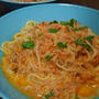 蟹缶トマトクリームパスタ