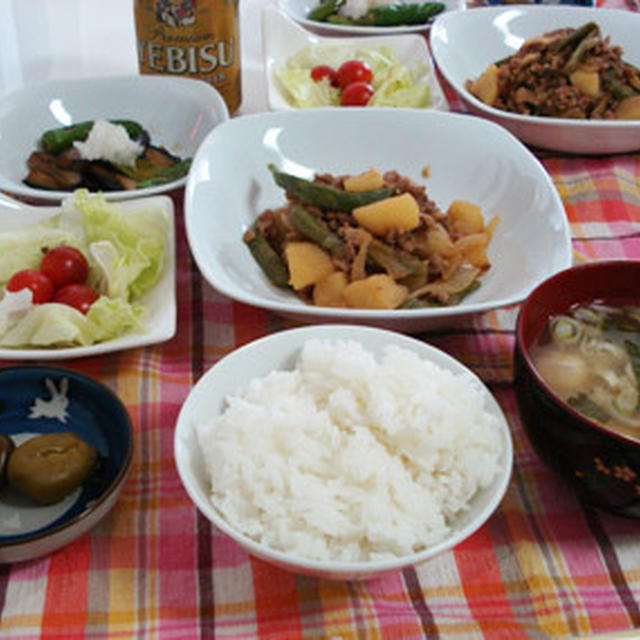 甘味噌そぼろじゃが：朝ごはん
