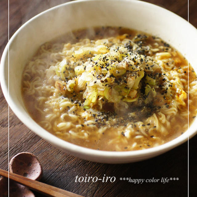 袋ラーメンdeネギごまラーメン