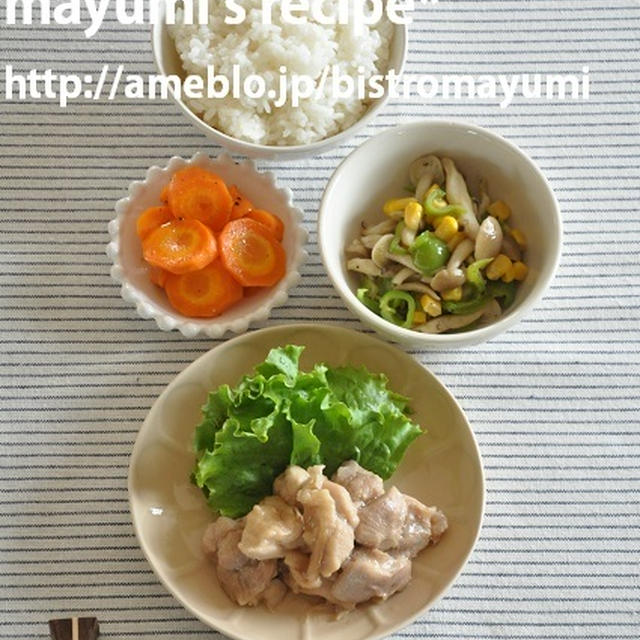 冷蔵庫に余っているジャムで激ウマ♡マーマレードチキンのお献立。