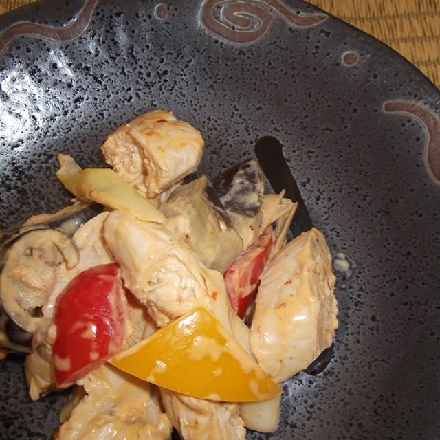 鶏ささみ＆野菜の辛マヨ炒め