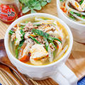 ピリ辛♡豆腐とひき肉ニラもやしの具だくさん中華スープ♪