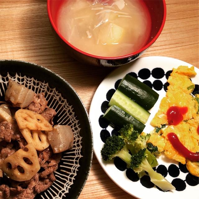 牛肉とレンコンのしぐれ煮 と 母風邪をひく