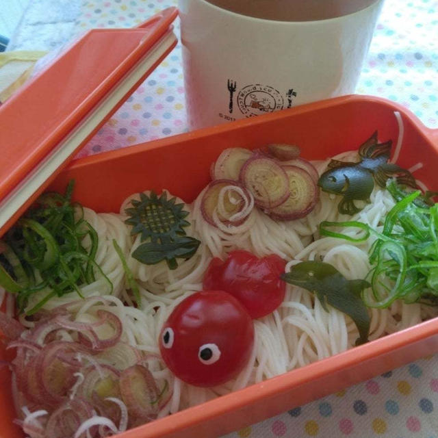 ミニトマト金魚でそうめん弁当【麺弁当】#デコ弁