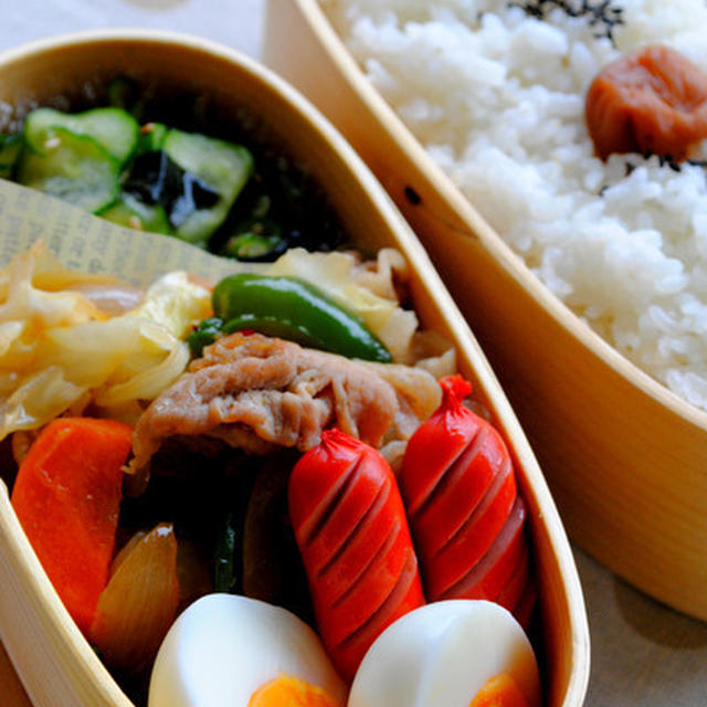 野菜炒めのお弁当（息子弁）