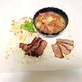 大阪の味、牛スジ肉のドテ焼きとステーキプレート by 植野利幸シェフさん