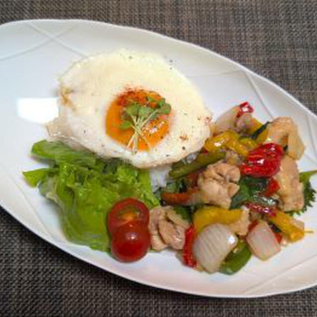 野菜の甘みと爽やかな風味☆和ハーブｄｅガバオライス♪☆♪☆♪