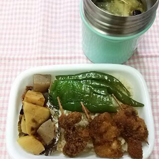 揚物と万願寺を載っけ弁当(笑)