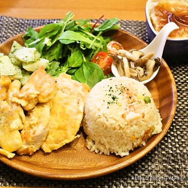 チキンピカタプレートの献立