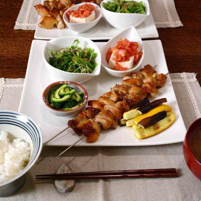 焼き鳥プレートの晩ごはん