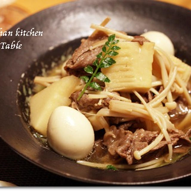 たけのこと牛肉の煮物と豆ごはん♪ 春の和定食 （レシピあり）