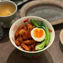 ルーロー飯と、茄子のエビミンチ挟み蒸しとかの夜ごはん