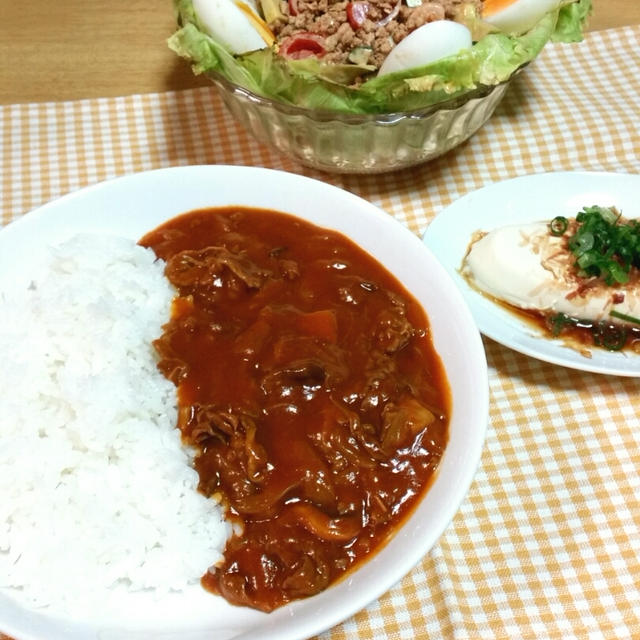 ハヤシライスの晩ごはん→リメイクお昼ごはん