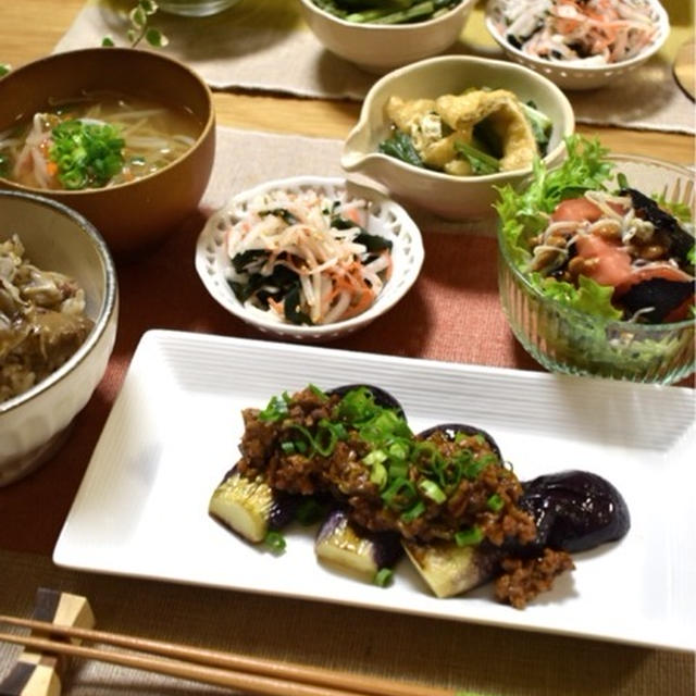 【レシピ】万能肉味噌✳︎肉味噌ご飯✳︎焼き茄子の肉味噌のっけ✳︎簡単✳︎ご飯のおかず