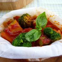 レンジで鶏肉と根菜のトマト煮とクッペ♪