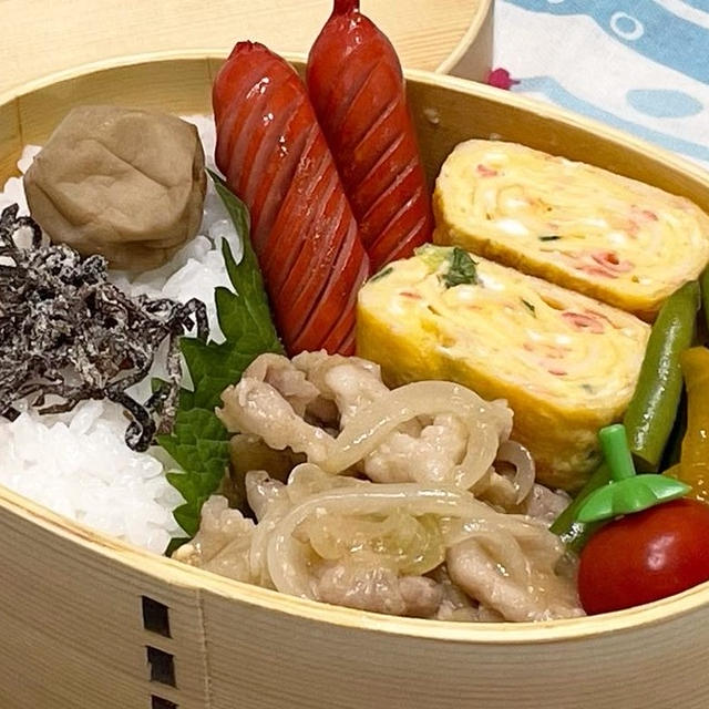 【お弁当】お弁当作り/ワンパン弁当/ごはんがススム！！！豚たまスタミナ味噌炒め