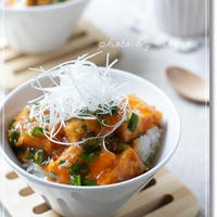 *厚揚げの薬味たっぷりチリ丼