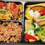 イカとカラフル野菜炒め・卵とトマトの中華炒め弁当・空回りの朝