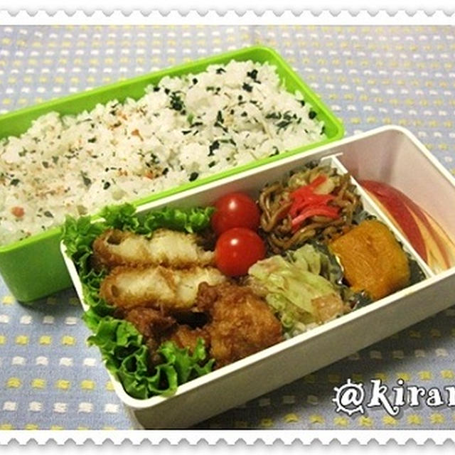 ◆１０．８　混ぜ込みご飯（長男次男）＆カリカリ梅ご飯の弁当（長女）＆◆１０．９　混ぜご飯のお弁当（次男）　◇モニター情報／シロップ・お菓子