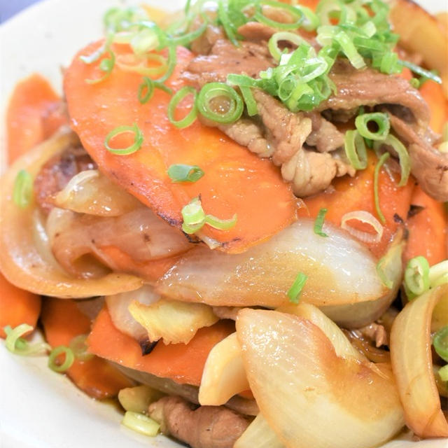 ご飯にのせても♪豚肉と根菜の甘辛炒め