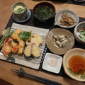 天ぷらと小鉢いろいろな晩ご飯♪