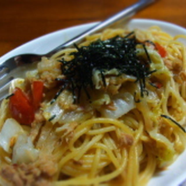 スパイシー。ツナと白菜の和風パスタ　柚子胡椒風味。