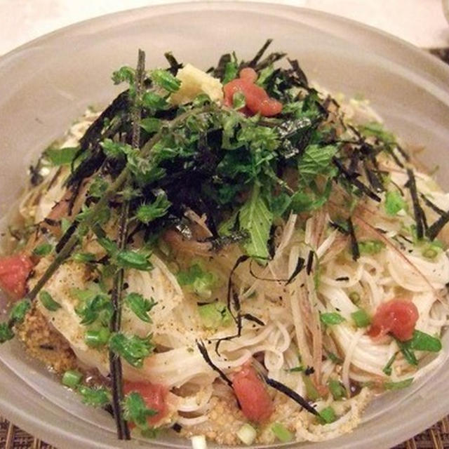 盛りだくさん、ぶっかけ素麺☆　ゆりりさんと窯元　霞仙さんの二人展で食器を買って♪
