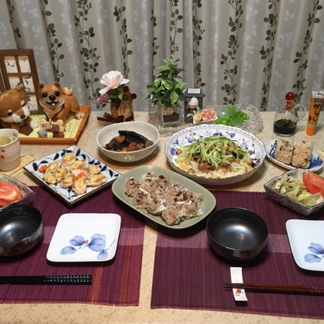 茄子入りシュウマイ＆茄子のゴマダレぶっかけ麺