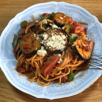 なすとベーコンのパスタ作ってみました♪