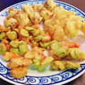 空豆と海老のかき揚げ天ぷら