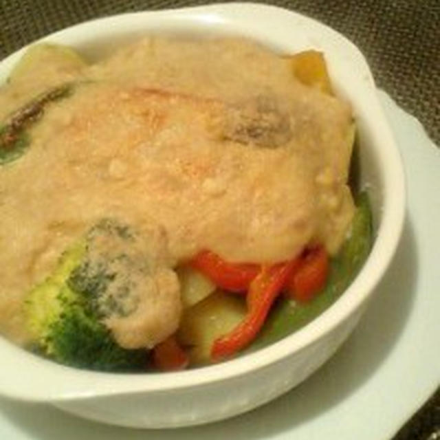 子供の感性。豆乳でグラタン。