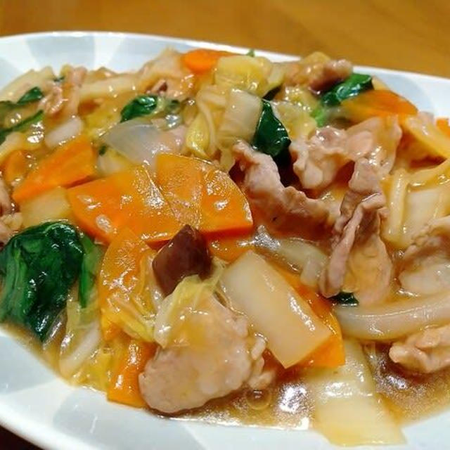 心も温まる白菜と豚肉のあんかけ(*^-^*)