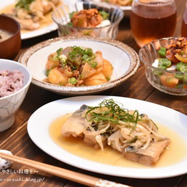 焼き塩鯖の南蛮漬けの晩ごはん