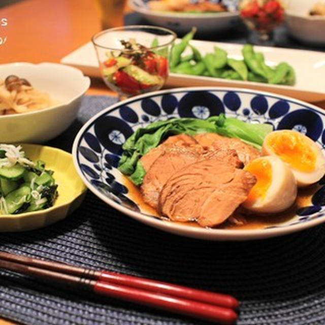 ～予定通り～　ストウブで『煮豚』の献立。