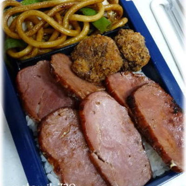 お弁当に焼き豚のめんつゆマヨネーズ
