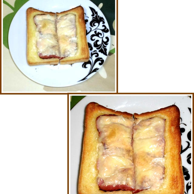 ブランチは、ベーコンチーズトーストで