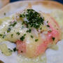 餃子の皮でたらマヨサラダチキンピザ&「どん兵衛肉だしうどん」