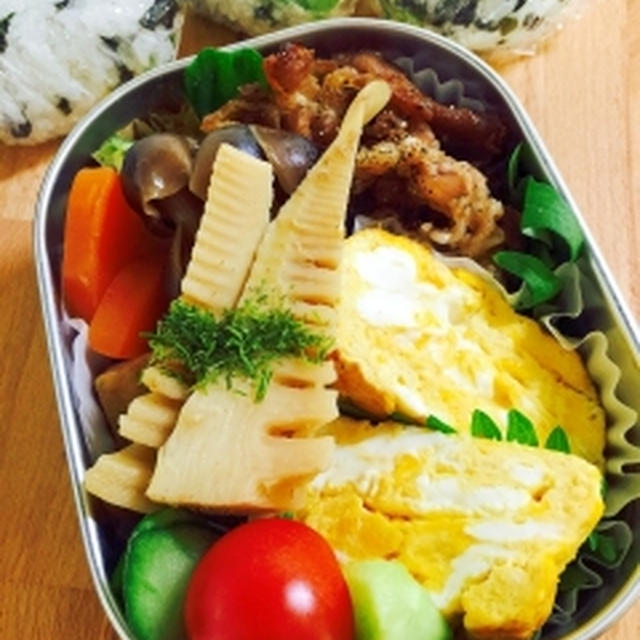 たけのこの春味ドーンっとのっけおかずでお弁当