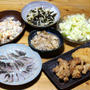 長崎県五島産クロ(メジナ)の皮焼き(炙り刺し身)ほか。