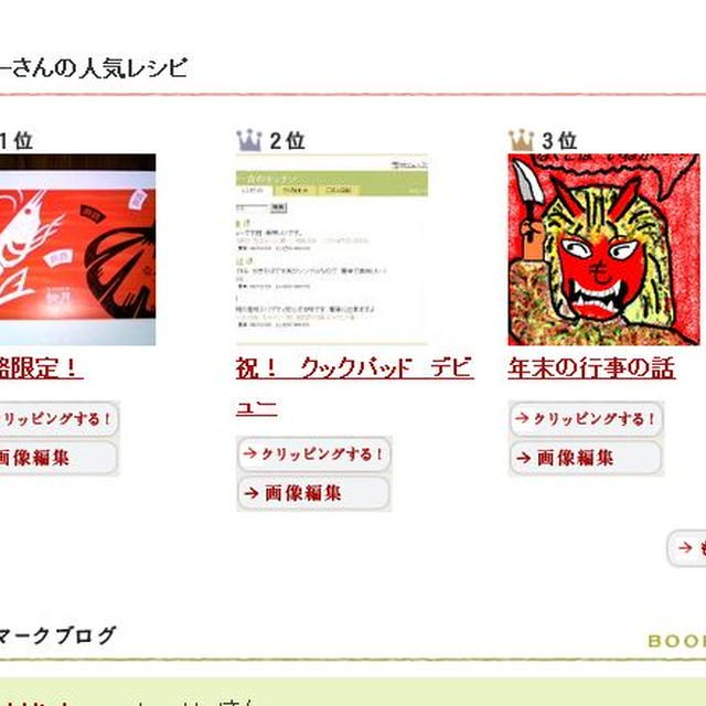 人気レシピ　ベスト３の話