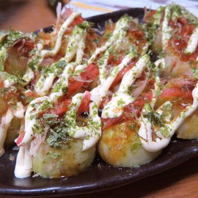 茹でてトッピングするだけ♪　里芋のたこ焼き風