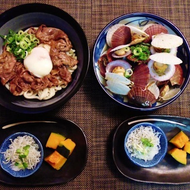 やったぜ！今年も帆立の稚貝に出会った☆すき焼き釡玉ぶっかけうどん♪☆♪☆♪