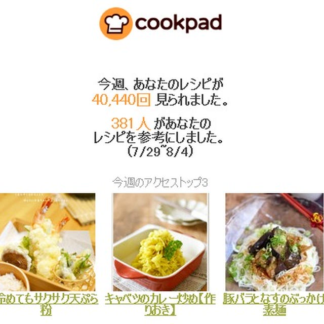 クックパッドさん週間レポート