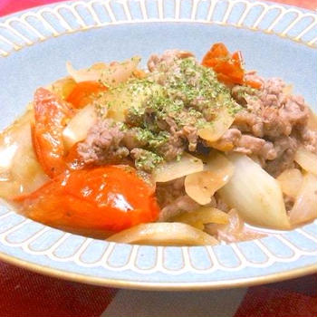 パパッと炒めて簡単！パンにもご飯にも合う〜切り落とし肉でビーフトマト。