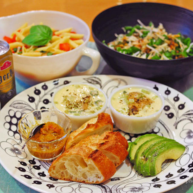 ７月４日　木曜日　おべんとなし。茶碗蒸し＆トマトとバジルのペンネ（前日の晩ごはん）