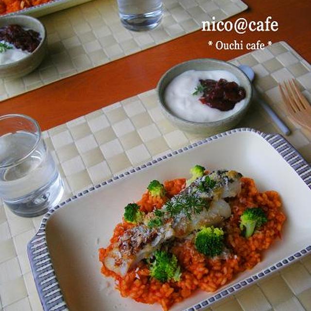 トマトリゾットのタラソテーのっけランチ☆
