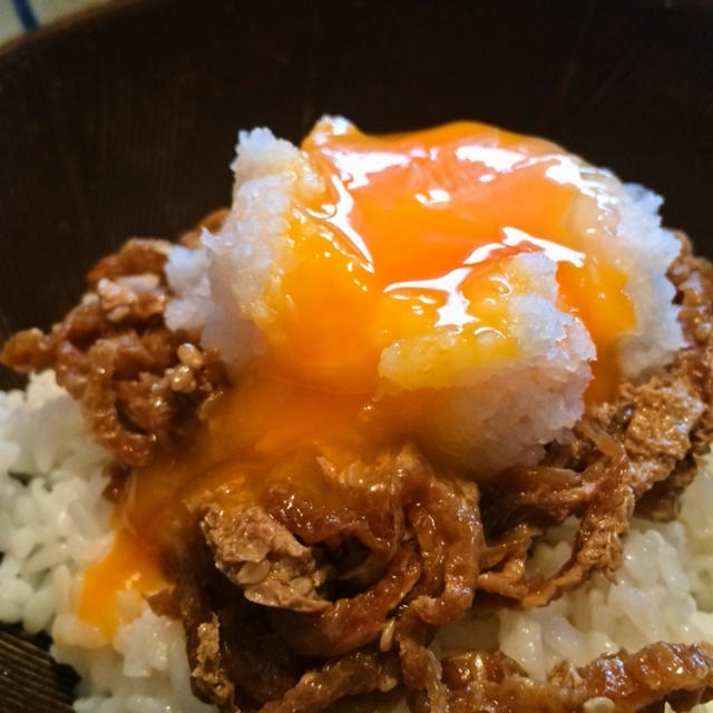 お手軽どんぶり「キツネ月見おろし丼」